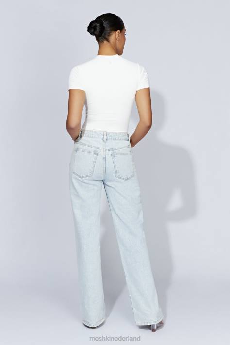 Meshki Francesca bodysuit met ronde hals en korte mouwen kleding wit XP0T964