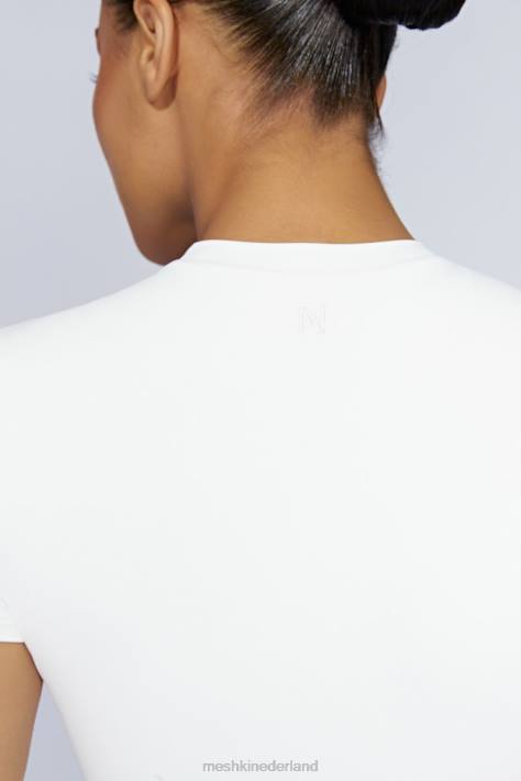 Meshki Francesca bodysuit met ronde hals en korte mouwen kleding wit XP0T964