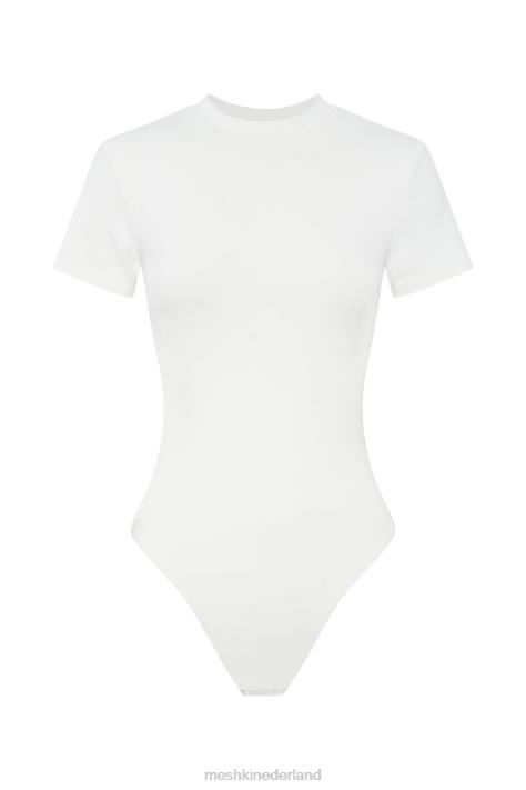 Meshki Francesca bodysuit met ronde hals en korte mouwen kleding wit XP0T964