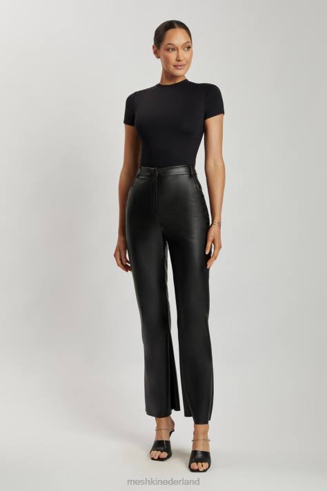 Meshki Francesca bodysuit met ronde hals en korte mouwen kleding zwart XP0T962