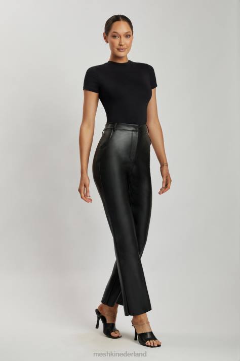 Meshki Francesca bodysuit met ronde hals en korte mouwen kleding zwart XP0T962