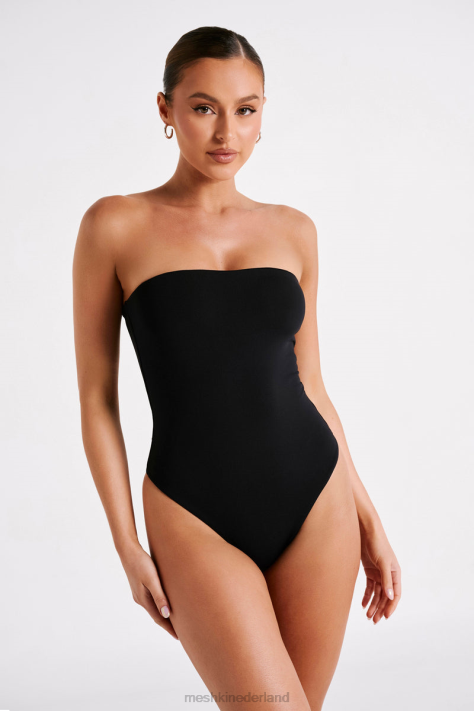 Meshki Leathon strapless bodysuit van gerecycled nylon kleding zwart XP0T776