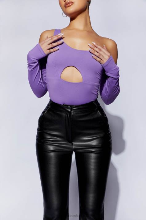 Meshki Lexi bodysuit met één schouder en uitsnijding kleding paars XP0T1093