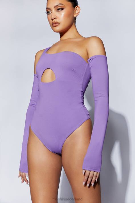 Meshki Lexi bodysuit met één schouder en uitsnijding kleding paars XP0T1093