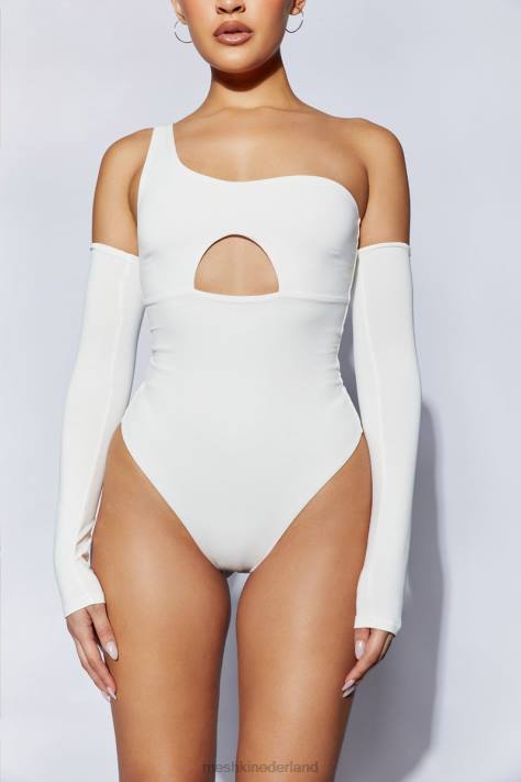 Meshki Lexi bodysuit met één schouder en uitsnijding kleding wit XP0T1053