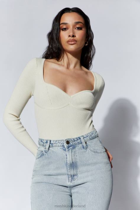 Meshki Rinna gerecycled gebreide bodysuit met ronde hals kleding room XP0T1222
