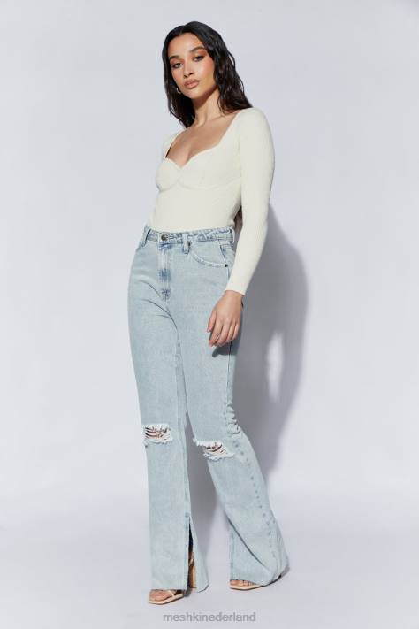 Meshki Rinna gerecycled gebreide bodysuit met ronde hals kleding room XP0T1222