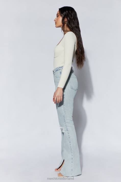 Meshki Rinna gerecycled gebreide bodysuit met ronde hals kleding room XP0T1222