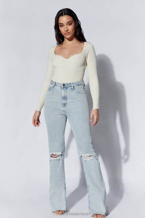 Meshki Rinna gerecycled gebreide bodysuit met ronde hals kleding room XP0T1222