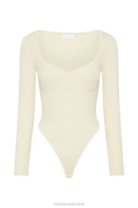 Meshki Rinna gerecycled gebreide bodysuit met ronde hals kleding room XP0T1222