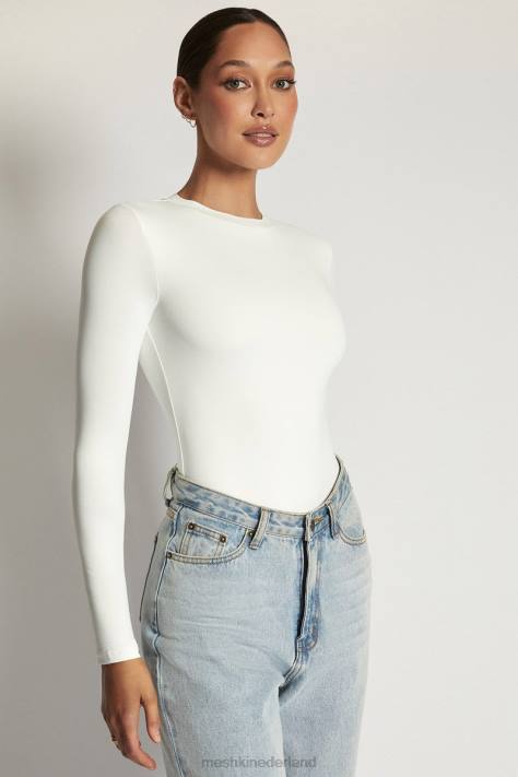 Meshki delilah bodysuit met lange mouwen en ronde hals kleding wit XP0T968