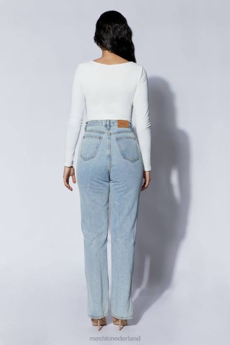 Meshki nia bodysuit met lange mouwen en v-hals kleding wit XP0T948