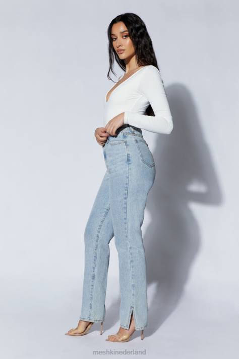 Meshki nia bodysuit met lange mouwen en v-hals kleding wit XP0T948