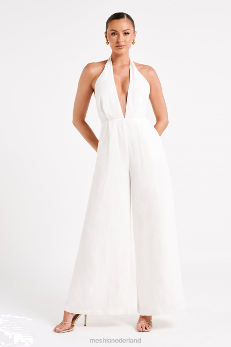 Meshki blanca linnen halter jumpsuit kleding wit XP0T1231