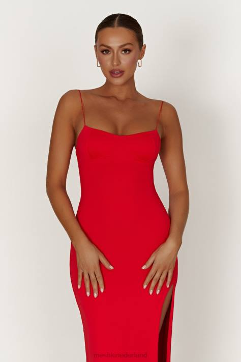 Meshki Addison maxi-jurk met cupvorm van gerecycled nylon kleding rood XP0T410