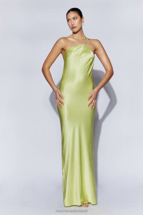 Meshki Alena maxi-jurk met één schouder kleding pistache groen XP0T653