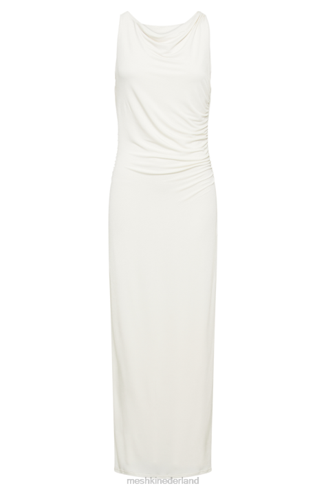 Meshki Alika maxi-jurk met gedrapeerde voorkant kleding ivoor XP0T3