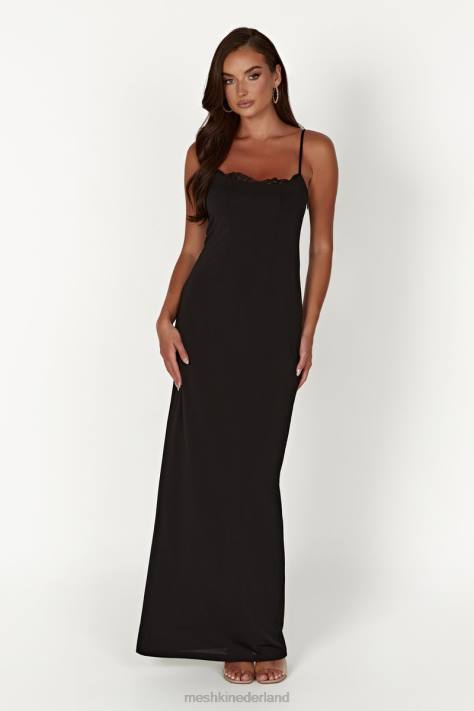 Meshki Amorette maxi-jurk met kanten afwerking kleding zwart XP0T287