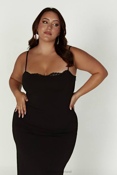 Meshki Amorette maxi-jurk met kanten afwerking kleding zwart XP0T287