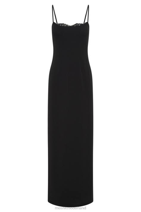 Meshki Amorette maxi-jurk met kanten afwerking kleding zwart XP0T287