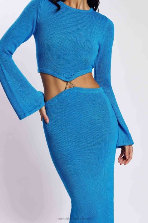 Meshki Anna gebreide jurk met uitlopende mouwen kleding azuur blauw XP0T748