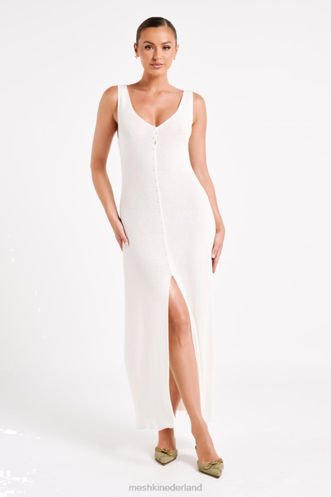 Meshki Antonia gebreide maxi-jurk met knopen kleding wit XP0T7