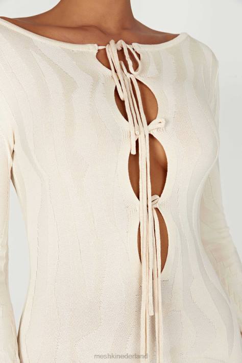 Meshki Brinley gebreide maxi-jurk met lange mouwen kleding ivoor XP0T261