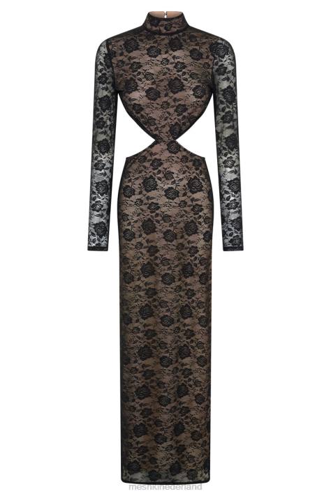 Meshki Callista kanten maxi-jurk kleding zwart XP0T436