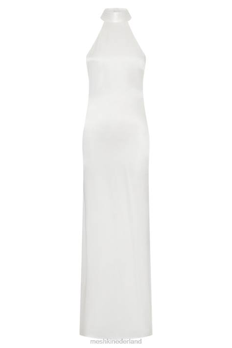 Meshki Claire maxi-jurk van satijn met gedrapeerde achterkant kleding wit XP0T187