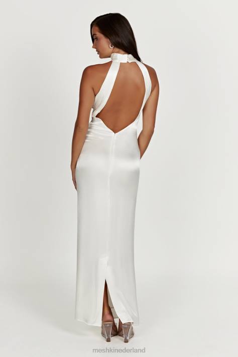 Meshki Claire maxi-jurk van satijn met gedrapeerde achterkant kleding wit XP0T187