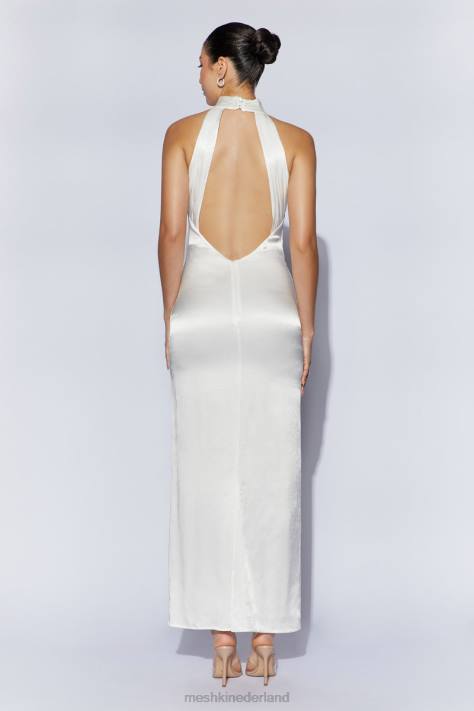 Meshki Claire maxi-jurk van satijn met gedrapeerde achterkant kleding wit XP0T187