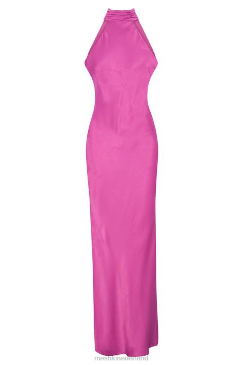 Meshki Claire satijnen maxi-jurk met gedrapeerde achterkant en split kleding paars XP0T749