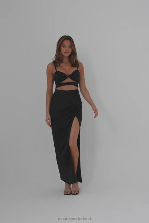 Meshki Cleo satijnen jurk kleding zwart XP0T326