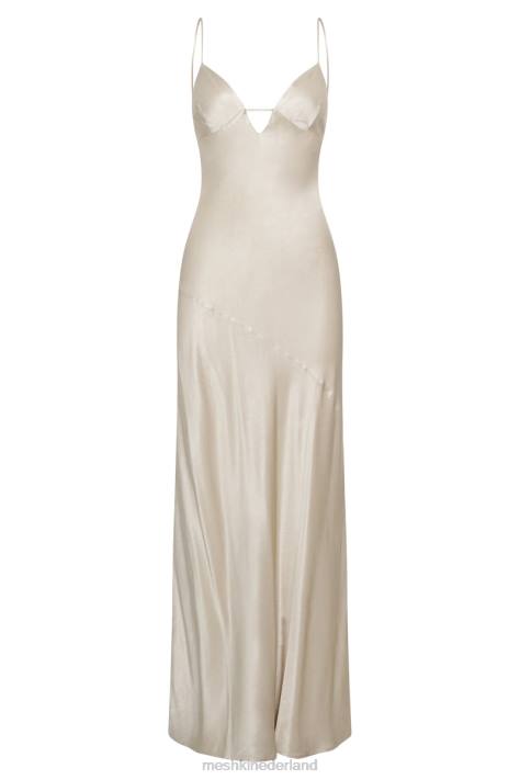 Meshki Cora maxi-slipdress met strik op de rug kleding Champagne XP0T661