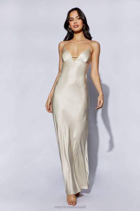 Meshki Cora maxi-slipdress met strik op de rug kleding Champagne XP0T661