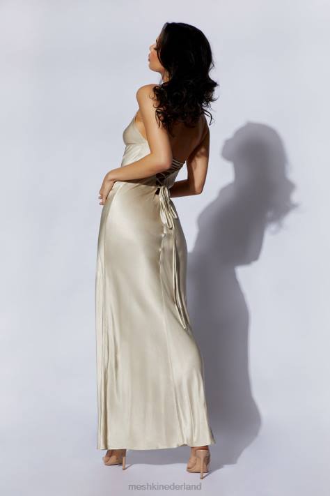 Meshki Cora maxi-slipdress met strik op de rug kleding Champagne XP0T661