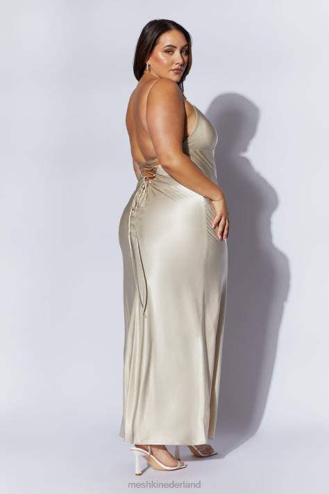 Meshki Cora maxi-slipdress met strik op de rug kleding Champagne XP0T661