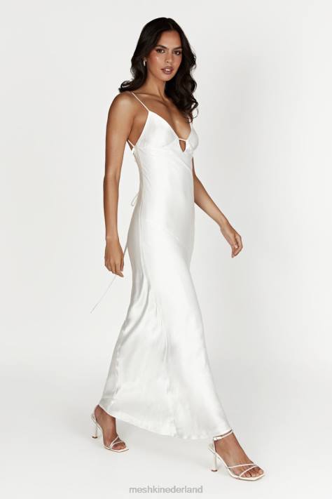 Meshki Cora maxi-slipdress met strik op de rug kleding wit XP0T711