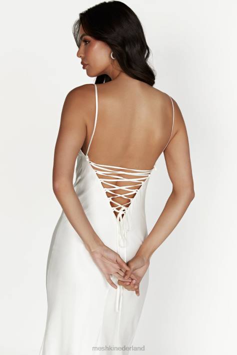 Meshki Cora maxi-slipdress met strik op de rug kleding wit XP0T711