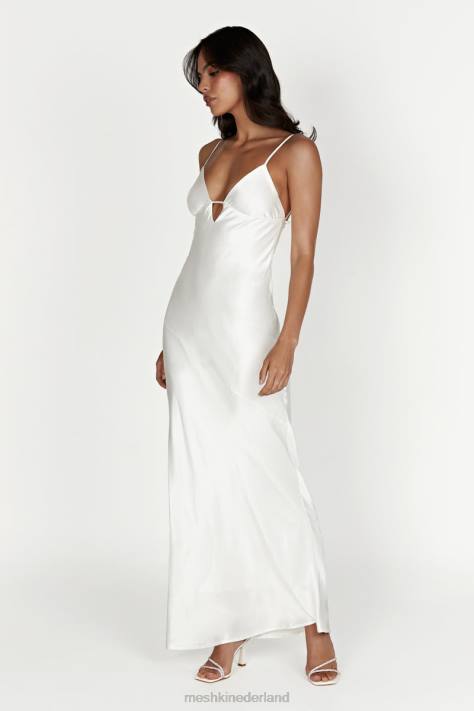 Meshki Cora maxi-slipdress met strik op de rug kleding wit XP0T711