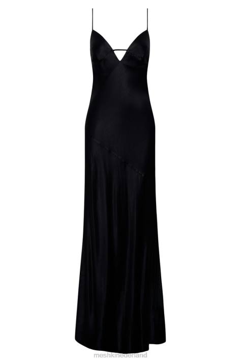 Meshki Cora maxi-slipdress met strik op de rug kleding zwart XP0T709
