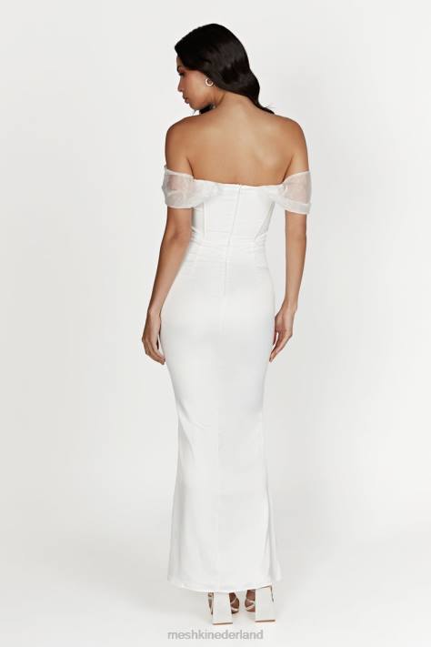 Meshki Everly off-shoulder organza satijnen maxi-jurk kleding wit XP0T506