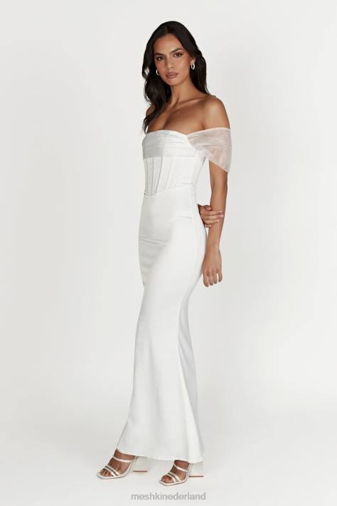 Meshki Everly off-shoulder organza satijnen maxi-jurk kleding wit XP0T506