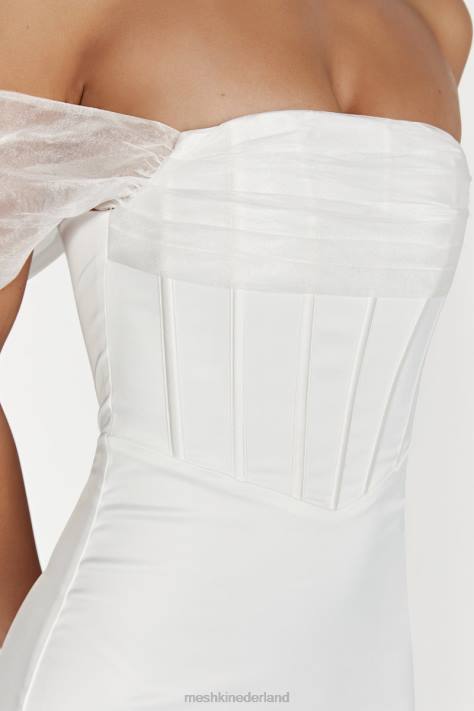 Meshki Everly off-shoulder organza satijnen maxi-jurk kleding wit XP0T506