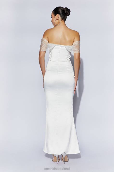 Meshki Everly off-shoulder organza satijnen maxi-jurk kleding wit XP0T506