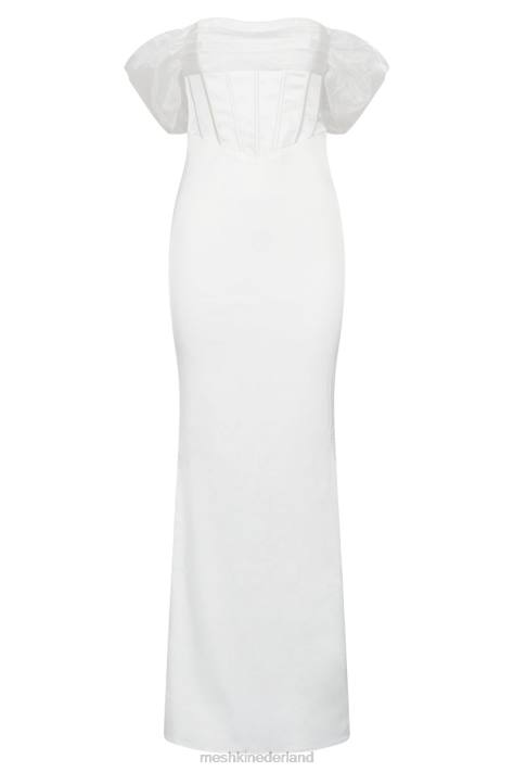 Meshki Everly off-shoulder organza satijnen maxi-jurk kleding wit XP0T506