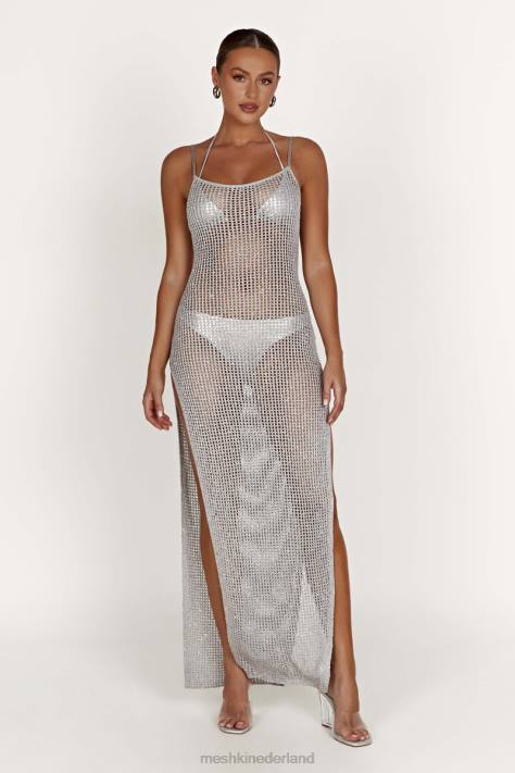 Meshki Gehaakte maxi-jurk met zelda-pailletten kleding zilver XP0T502