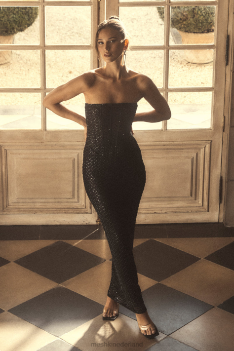 Meshki Gemma strapless maxi-jurk met pailletten kleding zwart XP0T38