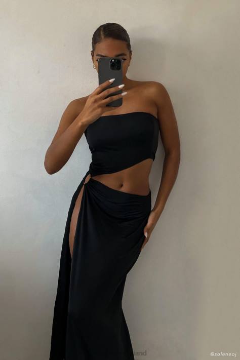 Meshki Giada strapless maxi-jurk met o-ring kleding zwart XP0T741