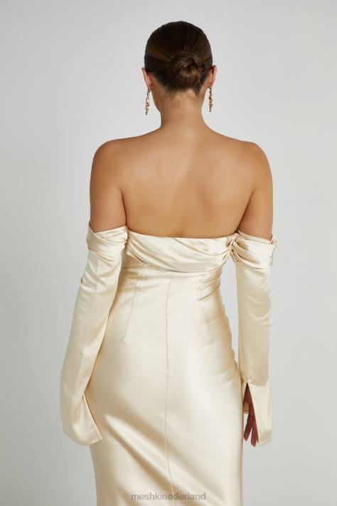 Meshki Giselle maxi-jurk met blote schouder en gedrapeerde hals kleding goud XP0T120